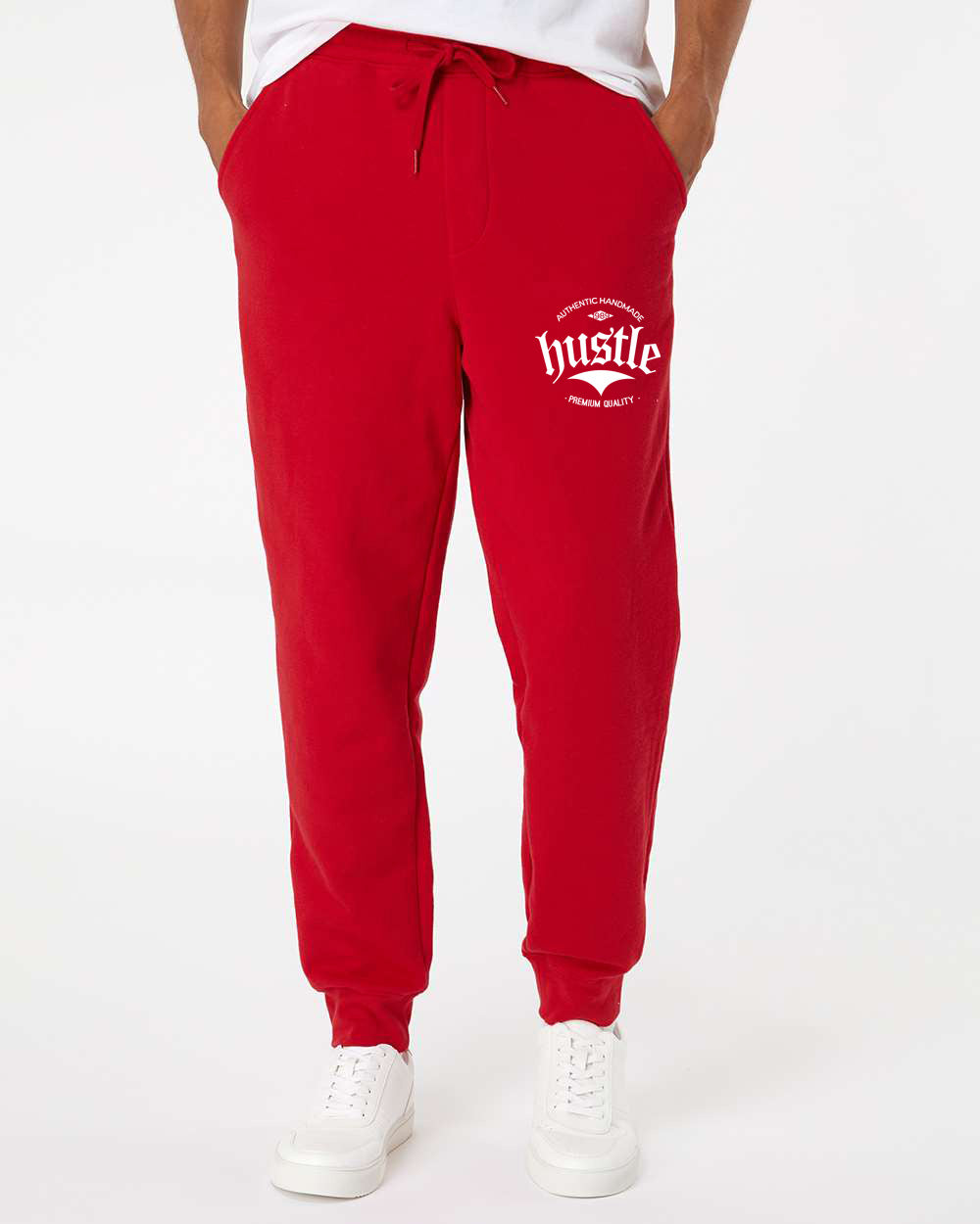 Hustle Premium Red Midweight Fleece Joggers Pants